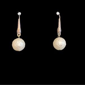 Rugged Rustic Faux Pearl Drop Down Earrings